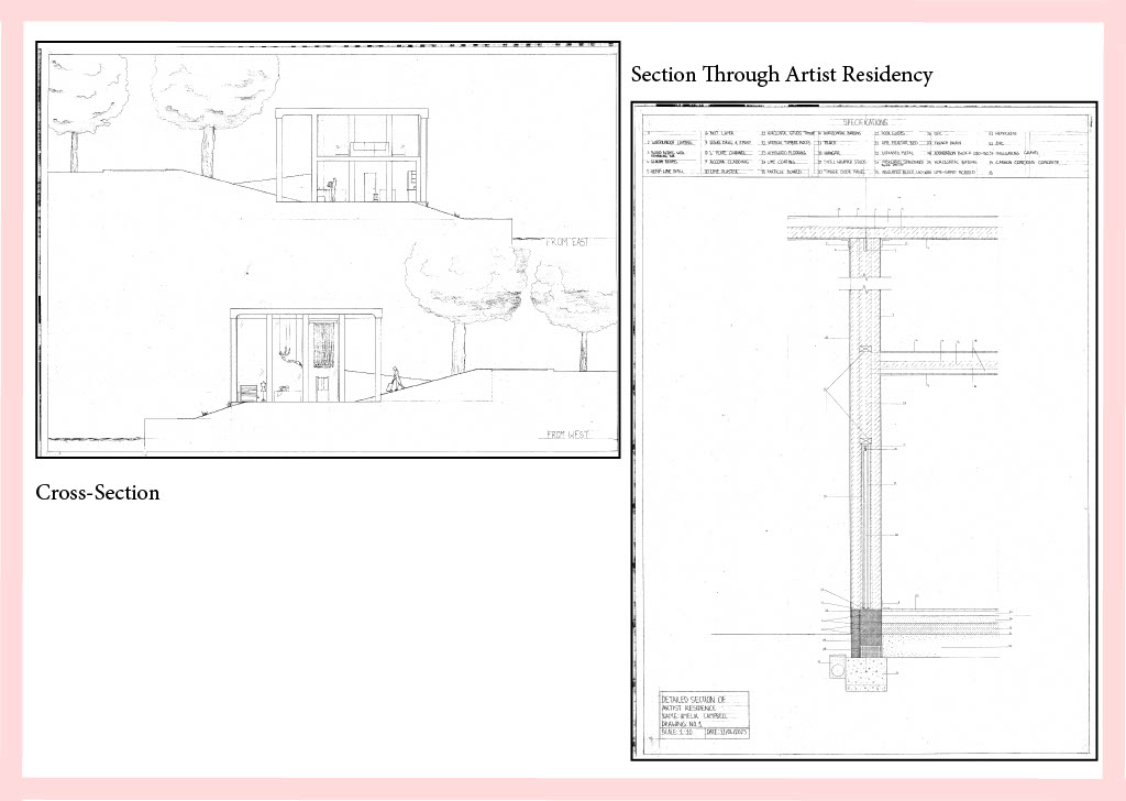 Section and detail of a loadbearing wall.