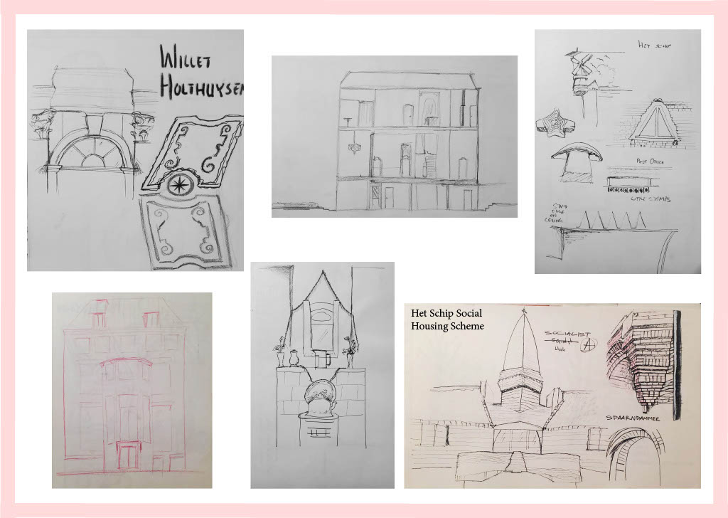 Our assignment and goal was to sketch as much as possible and make special observations of light, colour, space, volume, details, texture, and anything else we noticed about the cities.